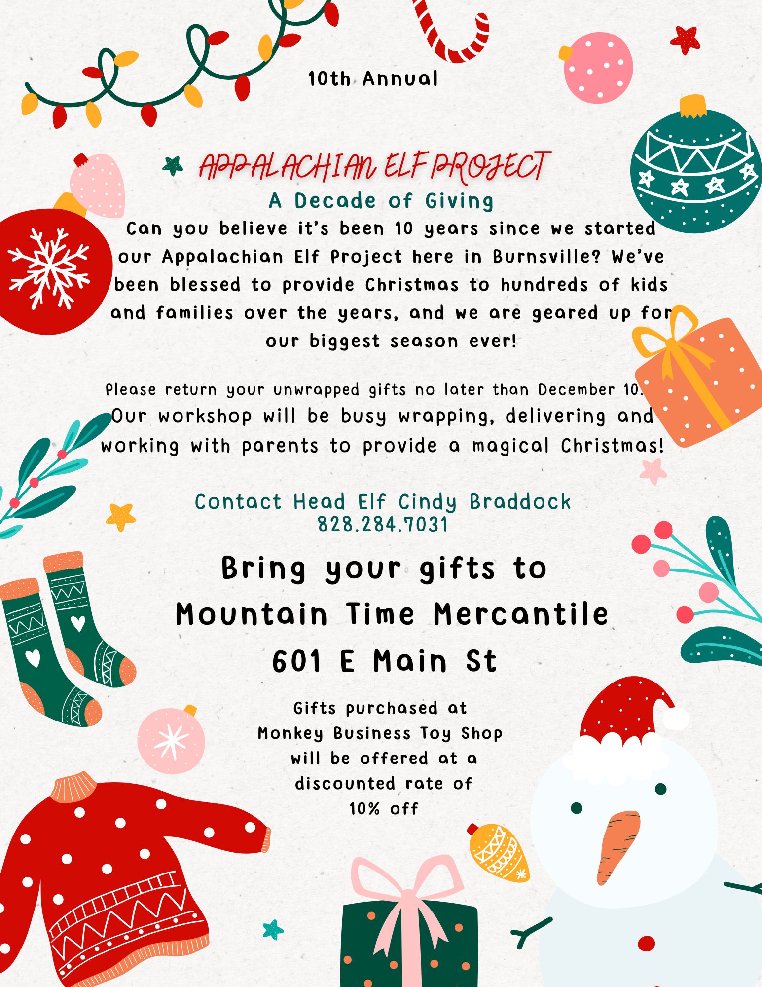 White Green Red Cute Playful Hand drawn Party Invitation Christmas Flyer (2)